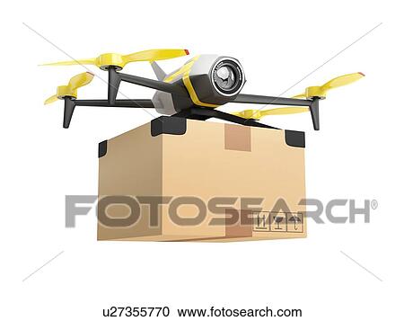 Stock Image - Delivery drone with a package, illustration.. Fotosearch