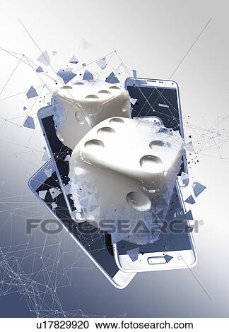 Stock Image - Dice and smartphones, conceptual illustration.. Fotosearch