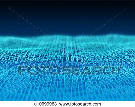 Digital data or binary code on virtual wavy surface on blue background. 3D illustration. The concept of quantum technologies. View Large Photo Image Stock Image - Digital data or binary code on virtual wavy surface on blue background. 3D illustration. The concept of quantum technologies.. Fotosearch