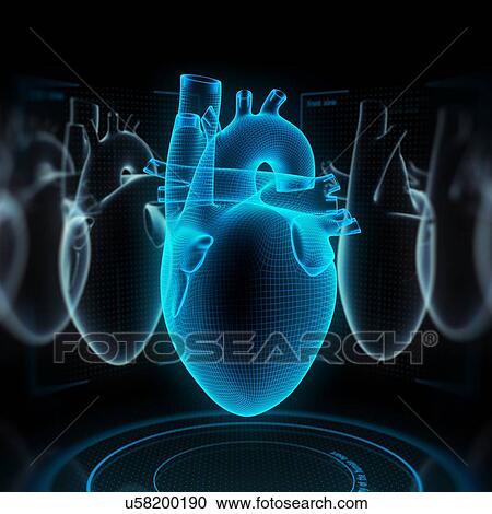 Digital human heart made of virtual wireframe. 3d illustration. View Large Photo Image Stock Image - Digital human heart made of virtual wireframe. 3d illustration.. Fotosearch