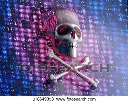Digital security concept. Human scull and cross bones on a virtual digital screen symbolizes the cyber crime attack. 3D illustration. View Large Photo Image Stock Image - Digital security concept. Human scull and cross bones on a virtual digital screen symbolizes the cyber crime attack. 3D illustration.. Fotosearch