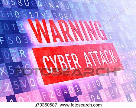 Stock Photo - Digital security concept. Warning cyber attack sign on a virtual digital screen. 3D illustration.. Fotosearch