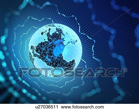 Stock Image - Digital world. 3D illustration.. Fotosearch