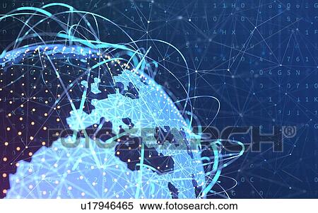 Stock Photography - Digital world. Concept of wireless technology. 3D illustration. Fotosearch