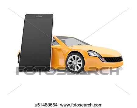 Picture - Driving app, conceptual illustration.. Fotosearch