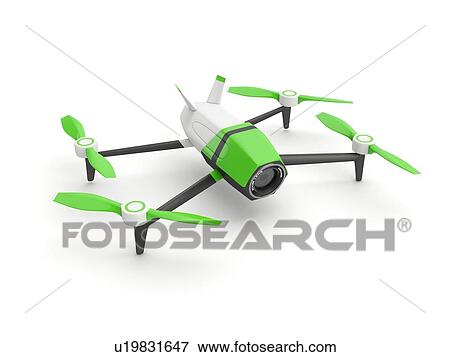 Stock Photo - Drone quadcopter with camera on white background, illustration.. Fotosearch