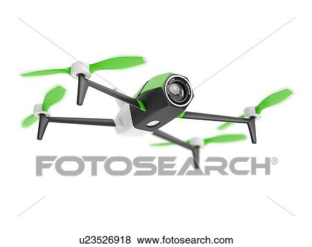 Stock Photo - Drone quadcopter with camera on white background, illustration.. Fotosearch