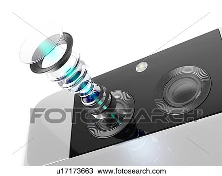 Stock Image - Dual-camera on smartphone, illustration.. Fotosearch