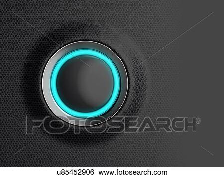 Stock Photograph - Empty black start button, ready for your text message, symbol or icon, car dashboard close-up. 3d illustration.. Fotosearch