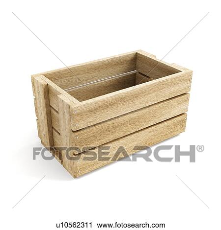 Stock Image - Empty wooden box, illustration.. Fotosearch