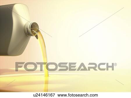 Stock Photo - Engine oil being poured from a bottle, illustration.. Fotosearch