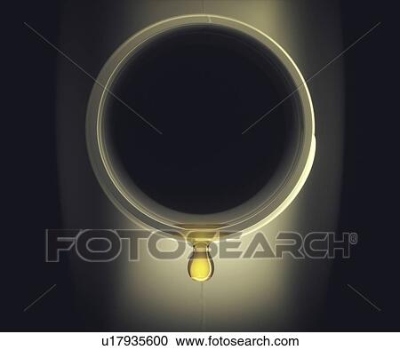 Stock Image - Engine oil dripping from a bottle, illustration.. Fotosearch