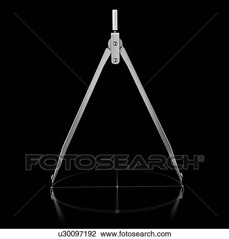 Stock Image - Engineering compass. 3d illustration with shallow depth of field.. Fotosearch