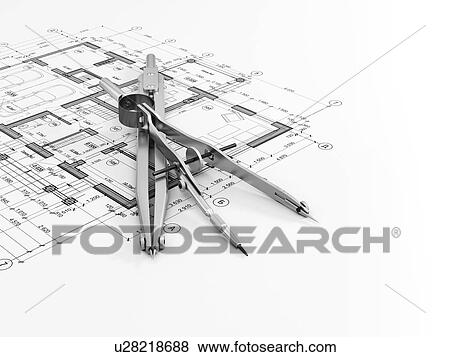 Engineering or architectural concept. Close-up of divider and compass on a drawing. 3d illustration. View Large Photo Image Stock Photo - Engineering or architectural concept. Close-up of divider and compass on a drawing. 3d illustration.. Fotosearch