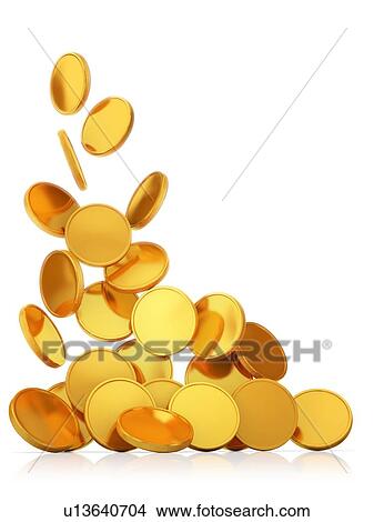 Picture - Falling gold coins, illustration.. Fotosearch
