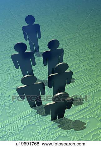 Stock Photo - Figures on circuit board, illustration.. Fotosearch
