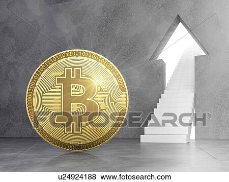 Financial growth concept of cryptocurrency Bitcoins, golden coin and stairway leading up to open door in form arrow. 3d illustration. View Large Photo Image Stock Photo - Financial growth concept of cryptocurrency Bitcoins, golden coin and stairway leading up to open door in form arrow. 3d illustration.. Fotosearch