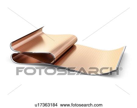 Picture - Flexible organic solar cells or panels manufactured using inkjet printing. 3D illustration isolated on white background.. Fotosearch