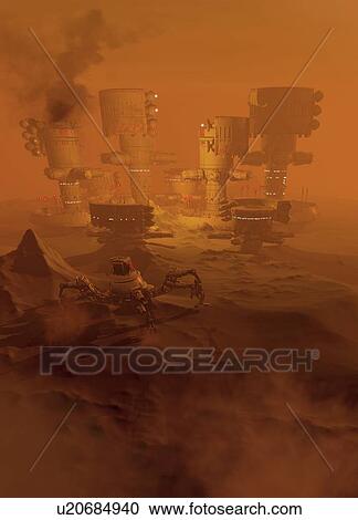 Stock Image - Futuristic planet, illustration.. Fotosearch
