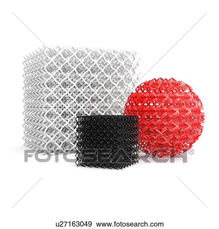 Stock Photo - Geometric objects made by 3D printer, illustration.. Fotosearch