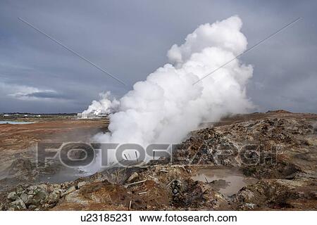 Stock Image - Geothermal hot spring, Hveragerdi, Iceland.. Fotosearch