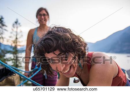 Girlfriends rock climbing, Malamute, Squamish, Canada View Large Photo Image Stock Photo - Girlfriends rock climbing, Malamute, Squamish, Canada. Fotosearch