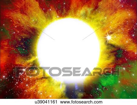 Stock Image - Glowing planet in space, illustration.. Fotosearch