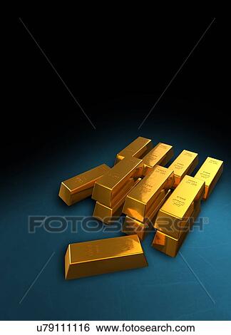Stock Photograph - Gold bullion bars, illustration.. Fotosearch