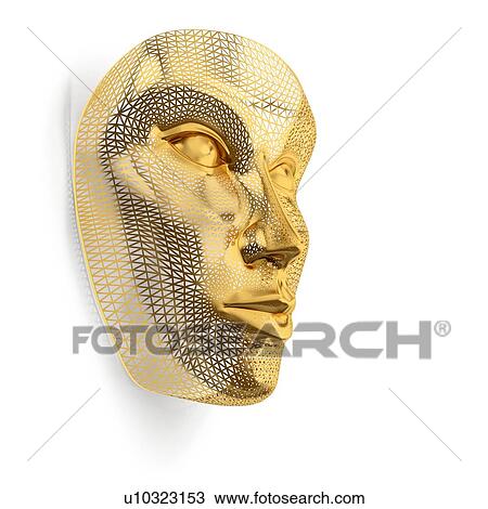 Stock Image - Gold mask, illustration.. Fotosearch