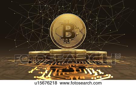 Golden bitcoin standing on circuit board, cryptocurrency concept. 3d illustration. View Large Photo Image Stock Photo - Golden bitcoin standing on circuit board, cryptocurrency concept. 3d illustration.. Fotosearch