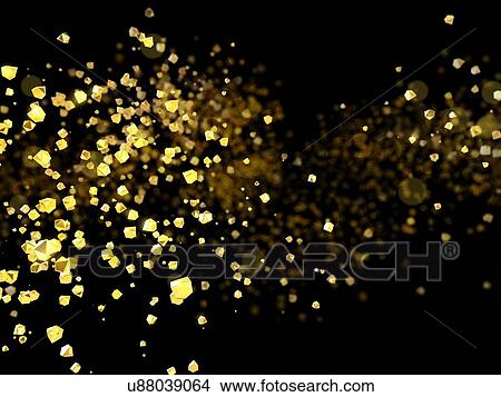 Picture - Golden particles, illustration.. Fotosearch