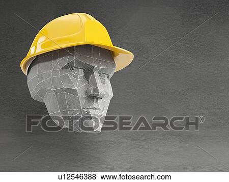 Stock Photo - Head in hard hat, illustration.. Fotosearch