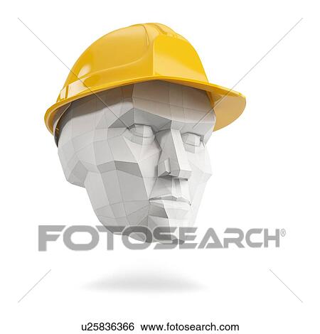 Stock Photograph - Head in hard hat, illustration.. Fotosearch