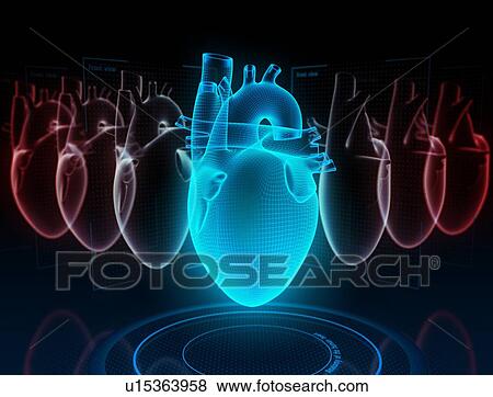 Heart research on the digital model in virtual reality. 3d illustration. View Large Photo Image Stock Photo - Heart research on the digital model in virtual reality. 3d illustration.. Fotosearch