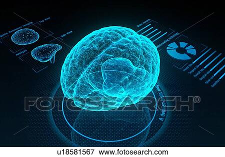 Holographic human brain in virtual reality. Futuristic diagnostic in medicine. 3d illustration. View Large Photo Image Stock Photo - Holographic human brain in virtual reality. Futuristic diagnostic in medicine. 3d illustration.. Fotosearch