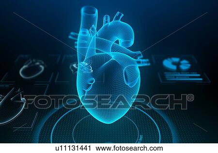 Holographic human heart in virtual reality. Futuristic diagnostic in medicine. 3d illustration. View Large Photo Image Stock Image - Holographic human heart in virtual reality. Futuristic diagnostic in medicine. 3d illustration.. Fotosearch