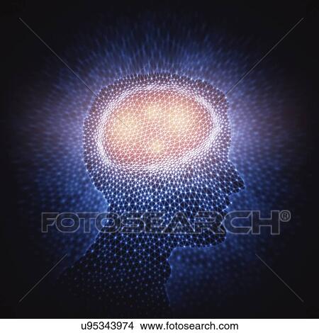 Picture - Human brain, illustration.. Fotosearch