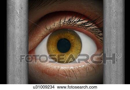 Human eye staring through bars, illustration. View Large Photo Image Picture - Human eye staring through bars, illustration.. Fotosearch