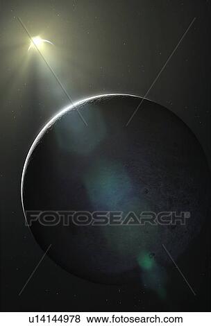 Illustration of the Earth-Moon system, seen from a vantage point above the Moon's far side. This side of the Moon is never seen from the Earth, because of synchronous rotation. This means that the Moon rotates on its axis once a month, exactly the... View Large Photo Image Stock Photo - Illustration of the Earth-Moon system, seen from a vantage point above the Moon's far side. This side of the Moon is never seen from the Earth, because of synchronous rotation. This means that the Moon rotates on its axis once a month, exactly the.... Fotosearch