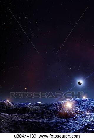 Illustration of the extrasolar planet orbiting the millisecond pulsar PSR J1719-1438. The pulsar gas a spin period of 5. 8 milliseconds and is situated 4000 light-years form Earth in Serpens Cauda. Astronomers have found that the pulsar is accompanied... View Large Photo Image Stock Photo - Illustration of the extrasolar planet orbiting the millisecond pulsar PSR J1719-1438. The pulsar gas a spin period of 5. 8 milliseconds and is situated 4000 light-years form Earth in Serpens Cauda. Astronomers have found that the pulsar is accompanied.... Fotosearch