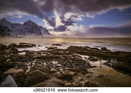 Kvalvika Beach, Lofoten Island, Norway. View Large Photo Image Stock Photograph - Kvalvika Beach, Lofoten Island, Norway.. Fotosearch