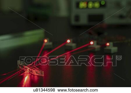 Stock Photo - Laser experiment in photonics laboratory.. Fotosearch