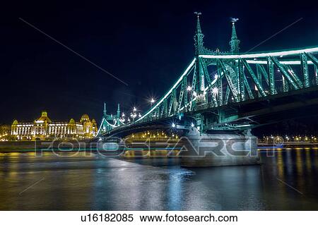 Liberty Bridge, running over River Danube, Budapest Hungary View Large Photo Image Stock Photography - Liberty Bridge, running over River Danube, Budapest Hungary. Fotosearch