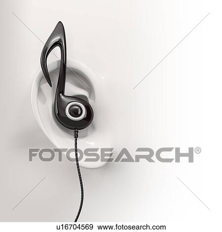 Stock Photo - Listening to music, conceptual illustration.. Fotosearch