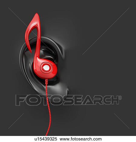 Stock Photography - Listening to music, conceptual illustration.. Fotosearch