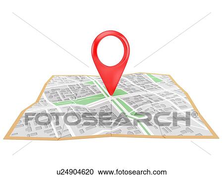 Stock Image - Location pin on city map, illustration.. Fotosearch