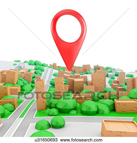 Stock Image - Location pin on city map, illustration.. Fotosearch