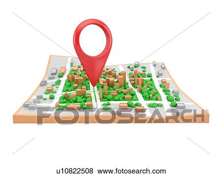 Stock Photo - Location pin on city map, illustration.. Fotosearch