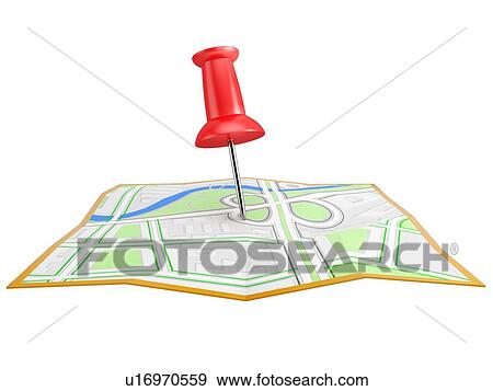 Stock Photo - Location pin on city map, illustration.. Fotosearch