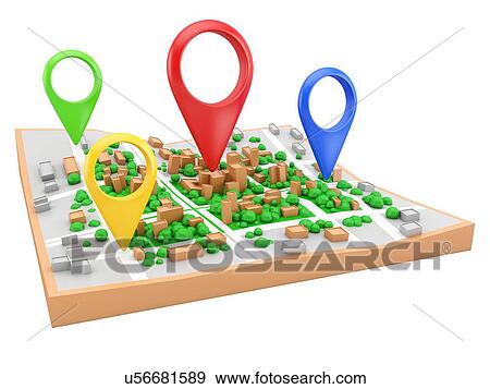 Location pins on city map, illustration. View Large Photo Image Stock Photo - Location pins on city map, illustration.. Fotosearch